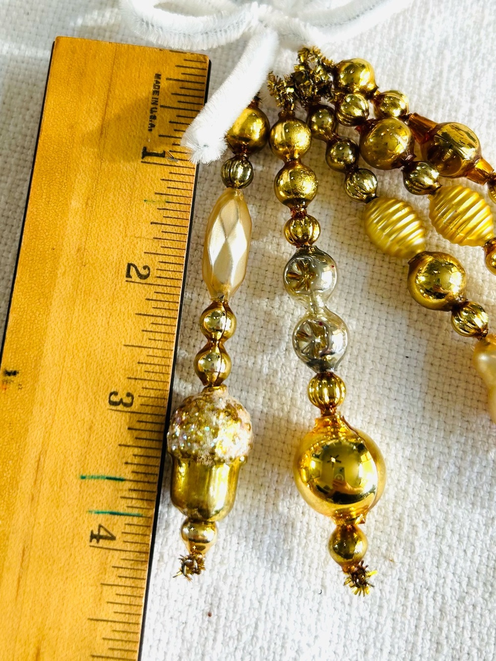 Mini Vintage Repurposed holiday Christmas ornaments, mercury Glass bead icicle - Picture 5 of 5